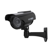 Solar Powered Fake Camera Outdoor CCTV Surveillance Security Camera LED Record(black)