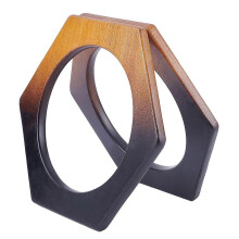 2Pcs Wooden Purse Handle Hexagon Shaped Wooden Bag Handles Handbag Handles Replacement DIY Handmade