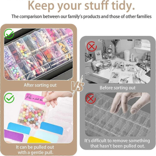 Bead Organizer Box, Small Rectangular Clear Bead Storage Containers Boxes with Hinged Lids and Labe 1