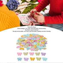 100pcs 1 Inch Butterfly Wooden Buttons Mixed Printing Decorative Wooden Buttons for Sewing DIY Craft Type 4 100pcs 1in