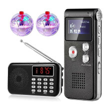 4 Pcs Equipment Kit Fm Radio with 8 Gb Digital Voice Recorders with 2 LED Light Up Cat Ball Batteries for Scanning