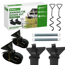 Awning Tie Down Kit Universal Storm Staps for Caravan, Camper and Motorhome Awnings Adjustable Tie-Down Fastening System with Spiral Ground Pegs, Shoc
