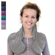 Qomfor - Microwavable Wheat Bag - Light Grey, Lavender Scent - 1.5kg Weighted Neck/Shoulder Wrap - Heating Pad - Hot/Cold Therapy, Stress Relief, Arth