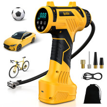 Ipflin Tyre Inflator Air Compressor - 22L/min Portable Car Accessories, Rechargeable Battery Tyre Pump, Digital Cordless Electric Pump with LED Light,