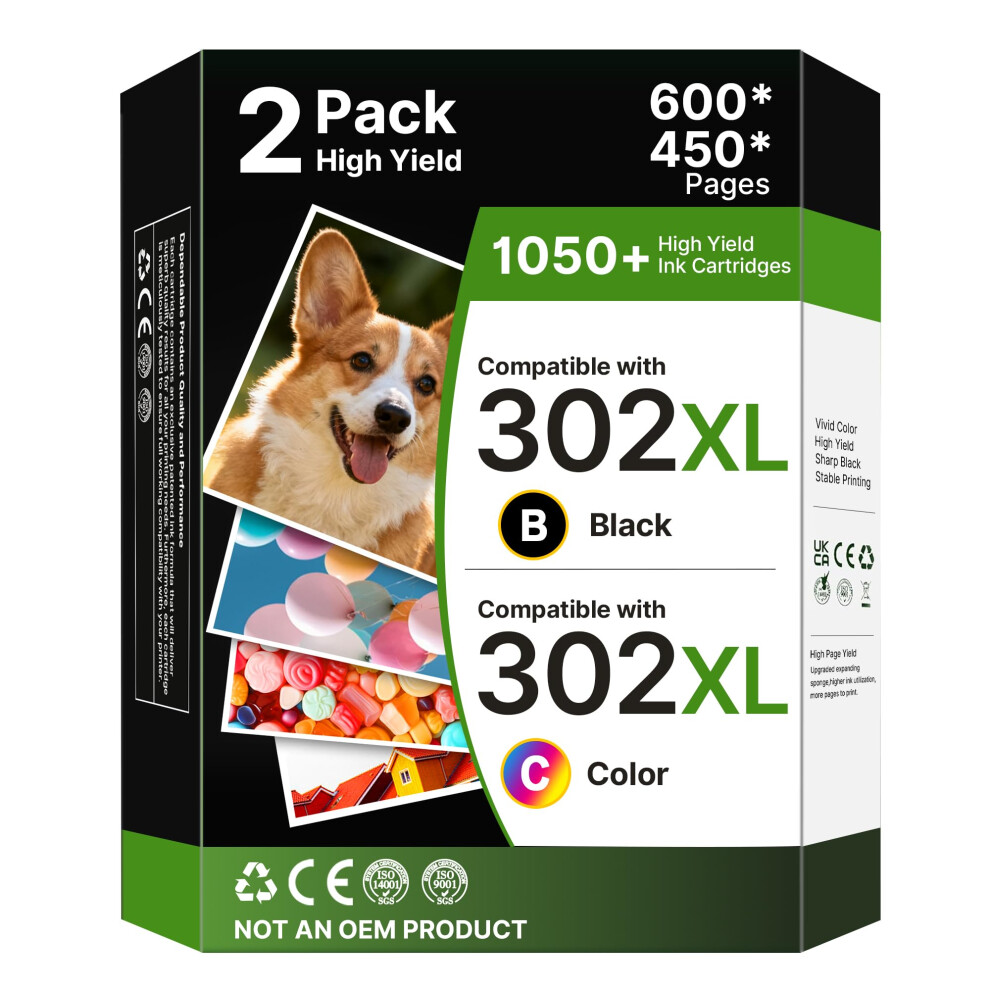 302Xl And Colour Ink Cartridge 302XL Ink Cartridges Compatible For Hp 302 Ink Cartridges Combo Pack For Hp Envy 4527 4520 4524 4522 Officejet 4 Black 5007881371248