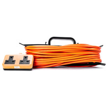 STATUS 25m Extension Lead, Twin Socket, Heavy Duty, Orange, 13 Amp, Outdoor Cable, Ideal for Garden, Site Work, DIY, Power Tools, High Visibility Desi