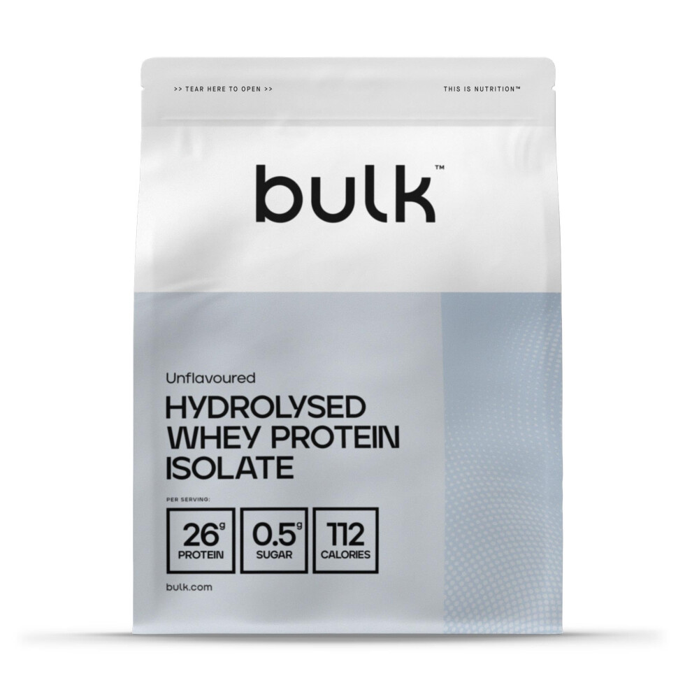 Bulk Hydrolysed Whey Protein Isolate, Protein Shake, Unflavoured, 500 G, Packaging May Vary