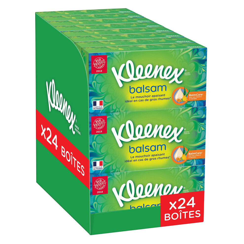 Kleenex 3392451 Balsam Tissues Pack Of 24 Boxes Of Paper Enriched With Calendula Balm