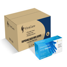 ViraCare 1000 x Blue Disposable Gloves Large | Vinyl Gloves Disposable | Latex free glove | Powder Free Glove | Strong And Non-Sterile | (Large)