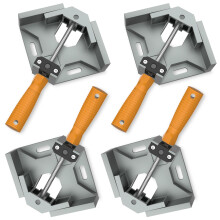 Housolution Right Angle Clamp, 4-Pack Single Handle 90 Aluminum Alloy Corner Clamp for Woodwork, Right Angle Clip Clamp Tool Woodworking Photo Frame