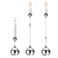 Silver Candle Holder, Metal Candlestick Romantic Art Table Decoration for Home Dining , Wedding Photography Props