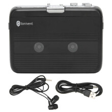 TON007B Bluetooth Cassette Player with Auto Reverse Function for Headphones, Stereo Cassette Player, Black