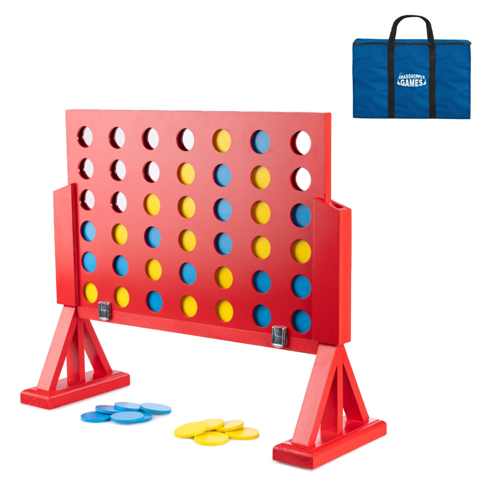 Photos - Other Toys Grasshopper Games | 4 in Row, 46 Discs and Carry Bag, Classic Four in a Line, Outdoor Family Game for Kids and Adults, Wood