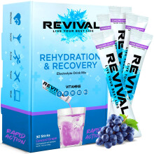 Revival Rapid Rehydration Electrolytes Powder - High Strength Vitamin C, B1, B3, B5, B12 Supplement Sachet Drink, Effervescent Electrolyte Hydration T