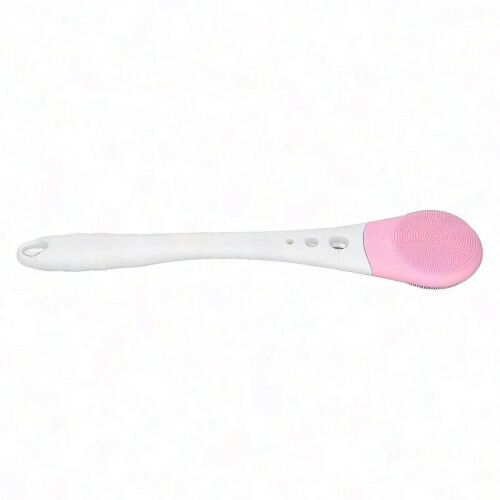 Soft Silicone Body Scrubber with Extended Handle - Waterproof Design for Easy Use (Pink) 1