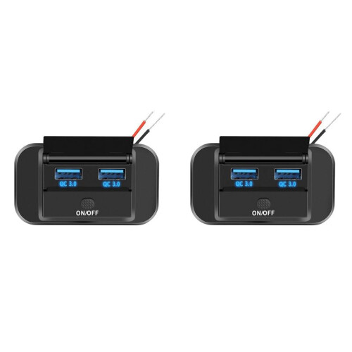 2X Dual USB PD Type C Quick Charger Socket 12V/24V QC3.0 Power Adapter Modified Outlet with /Off Button