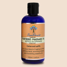 Turmeric Massage Oil with Neroli & Orange, 100% Natural, Natural Pain Relief, Arthritis Relief, Rich in Vitamin C, Anti-inflammatory, Smells Amazing -