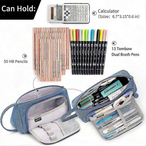 Soft-Touch Durable Pencil Case with Wide Opening - Easy Access Stationery Organizer Made from Polyester Material 1