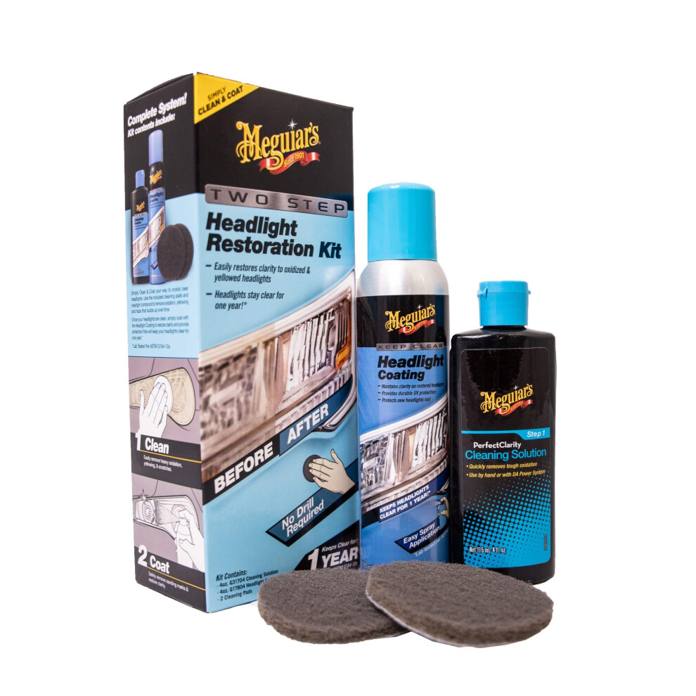 Meguiar's G2970eu Two-Step Car Headlight Restoration Kit With Headlight Cleaner And Headlight Protectant 070382012977
