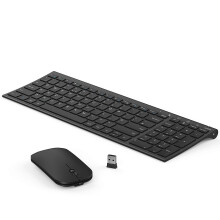 seenda WGJP-031B Wireless Keyboard Mouse Set, Ultra Thin Compact Rechargeable Aluminum Silent Computer Keyboard & Mouse Combo UK QWERTY Layout for Off