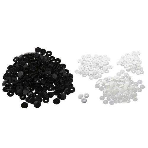 100 Pcs T3 Snaps Press Studs Scrapbook Sewing Buttons Black + White 2Piece Set
