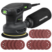 GALAX PRO Orbital Sander,280W 13000 OPM Random-Orbit Sanders 6 Variable Speeds with 15Pcs Sanding Discs 125mm