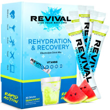 Revival Rapid Rehydration Electrolytes Powder - High Strength Vitamin C, B1, B3, B5, B12 Supplement Sachet Drink, Effervescent Electrolyte Hydration T