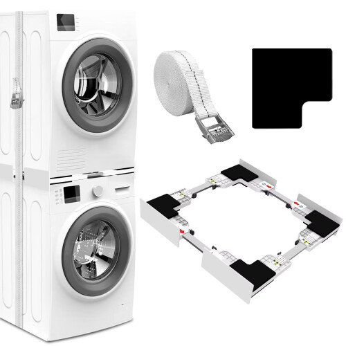 NIUXX Universal Stacking Kit for Washer & Tumble Dryer: Adjustable 46-66 cm Stacking Frame Set for Most Washer Units - Space Saving Intermediate Stack