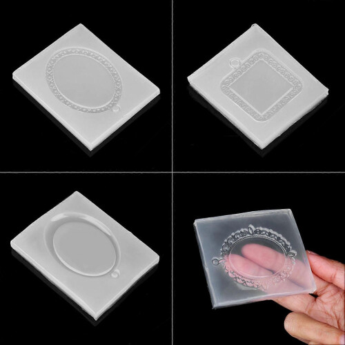 4 Pcs Oval Square Epoxy Resin Silicone Molds Pendant Making Moulds 1