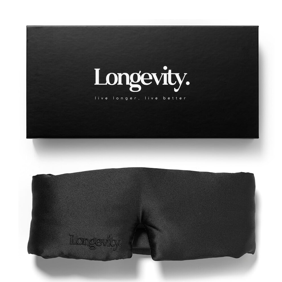 Longevity 100% Mulberry Silk Eye Mask for Sleeping 1 count (Pack of 1), Black - Image 7