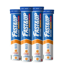 Fast&Up Reload – Energising Electrolyte Drink -Orange + Caffiene Flavour - 80 Effervescent Hydration Tablets - Added Vitamin C & B12 - Vegan
