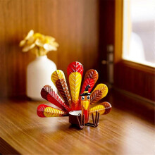 2 Pack Metal Turkey Light Candle Holders, Thanksgiving Candle Holder, Metal Turkey Shape Candle Holder for Thanksgiving