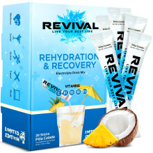 Revival Rapid Rehydration, Electrolytes Powder - High Strength Vitamin C, B1, B3, B5, B12 Supplement Sachet Drink, Effervescent Electrolyte Hydration