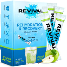 Revival Rapid Rehydration Sachets Electrolytes Powder High Strength Vitamin C, B1, B3, B5, B12 Supplement Sachet Energy Drink, Effervescent Electrolyt