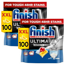 Finish Ultimate Infinity Shine Dishwasher Tablets bulk | Scent : Lemon | Size: 200 Dishwasher Tabs (100 tabs x 2) |Ultimate Clean and Shine
