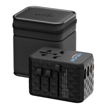 Bigfish Universal Travel Adapter WorldWide with 65W USB C PD Fast Charging, featuring 4USB(2A+2C) ports, and Dual 10A Fuses,All-in-One international d