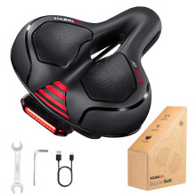 YOUNGDO Ultra Comfortable Bike Saddle, Ergonomic Design, Hollow Design, Double Spring Shock Absorber, Detachable Rear Light, Waterproof, for Mountain