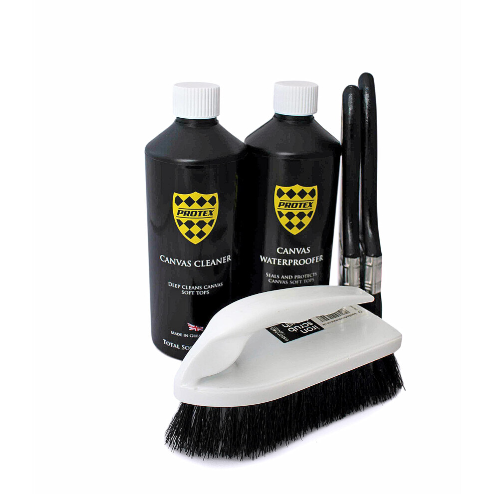 Protex Convertible Soft Top Care Kit With Canvas Cleaner & Waterproofer - 1Ltr, Two Applicator Brushes And One Soft Top Cleaning Brush - Brush Kit.â¦ 5000948410027