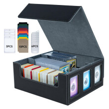 Mcbazel 3-Solt Rows Card Storage Box Holds 1800+ Cards Deck Box with Display Windows, 3 x 35PT Magnetic Cases, 10 Dividers and 6 Clips for Gaming, MTG