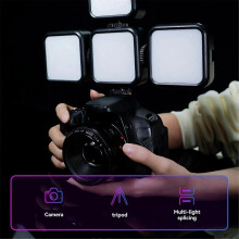 Flash RGB portatile per fotografia, luce anulare con clip, compatibile con telefoni cellulari.