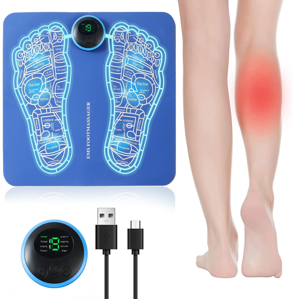 Ashmita Ems Foot Massager,Folding Portable Feet Massage Machine,Electronic Muscle Stimulatior Massage Mat,8 Modes 19 Intensities Relax Muscles