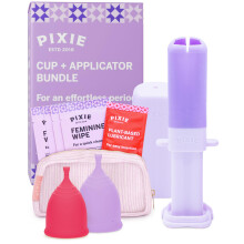 2 Menstrual Cups and Applicator Bundle - No Metals or Toxins - 100% Medical-Grade Silicone - Softest Reusable Period Cup - Inserts Like a Tampon - Cap