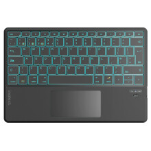 Inateck Tablet Keyboard with Touchpad, AI Function, Ultra Slim Bluetooth Keyboard for Windows/iPad OS/Android/iOS, 7-Color Backlight, Supports Self-De
