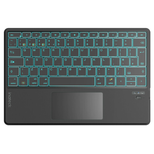Inateck Tablet Keyboard with Touchpad, AI Function, Ultra Slim Bluetooth Keyboard for Windows/iPad OS/Android/iOS, 7-Color Backlight, Supports Self-De