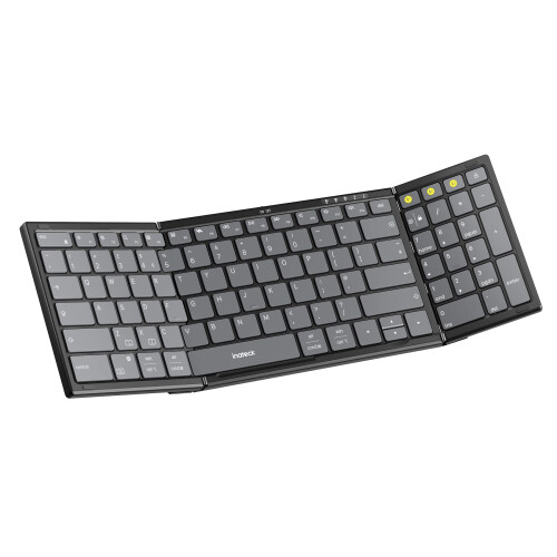 Inateck Foldable Wireless Keyboard with Number Pad, Multi-Device Bluetooth Folding Keyboard with Smart AI Function, Portable Design for iPad/iPhone/A