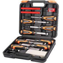 Ezkamfort 13-Piece Chisel Sets, Chisel Set, Wood Chisel Set, Wood Chisel Sets, Chisels Set with Sharpening Stone, Honing Guide and Storage Case