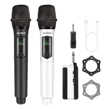 talomen 2.4GHz Professional Wireless Microphone,Dual Cordless Handheld Dynamic Microphones,Karaoke Mic System with Rechargeable Receiver,160ft,for Sin