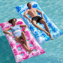 Sloosh Inflatable Pool Floats Lounger, 2 Packs XL Pool Inflatables Keep Cool Sun Tanning Bed Float with Headrest for Adults, Floating Mat Raft Floaty