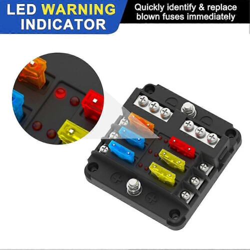 Κουτί ασφαλειών 6 θέσεων 12V/24V DC, Πίνακας ασφαλειών ATC/ATO με ένδ 1