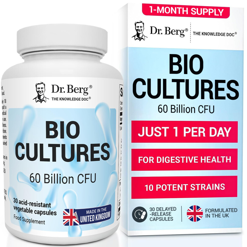 Dr. Berg Nutritionals Dr. Berg Bio Cultures Complex Probiotics With Prebiotics | 60 Billion Cfu | Prebiotic And Probiotic Supplements With Lactobacillus And Bifidobacterium